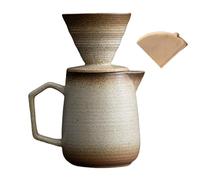 HYAXGM Pour Over Coffee Maker,Ceramic Coffee Maker With 100 pcs V60 Paper Filter，16oz/480ml Pour Over Coffee Dripper (Off White)