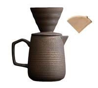 HYAXGM Pour Over Coffee Maker,Ceramic Coffee Maker With 100 pcs V60 Paper Filter，20oz/600ml Pour Over Coffee Dripper (Retro gold)
