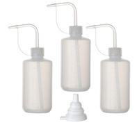 Hyber&Cara 3 Pcs Safety Wash Bottle 250ml Plastic Squeeze Bottle with Cap for Lab, Plant Watering, Tattoo Wash, Bonus A Silicone Funnel