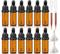 Hyber&Cara 5ml Amber Glass Bottle with Dropper Pipette for Essential Oil Aromatherapy Blends Glass Dropper Bottles, Pack of 12