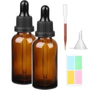 Hyber&Cara Amber Glass Bottle with Glass Pipette, 2 X 100ml Dropper Bottles Refillable for Essential Oil Aromatherapy Blends