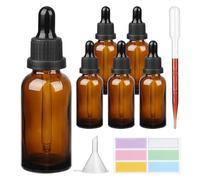 Hyber&Cara Amber Glass Bottle with Glass Pipette, 6 X 100ml Dropper Bottles Refillable for Essential Oil Aromatherapy Blends