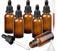 Hyber&Cara Amber Glass Bottle with Glass Pipette, 6 X 50ml Dropper Bottles Refillable for Essential Oil Aromatherapy Blends