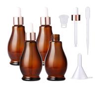 Hyber&Cara Amber Glass Dropper Bottles with Pipette, 4 X 50 ml Pear Shaped Pipette Dropper Bottle Refillable for Essential Oil Aromatherapy Blends