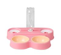 HYBEW 4 in 1 Pet Food Feeders with Automatic Water Bottle Bowl, Double Bowl Dog Feeder Toy for Cats and Dogs