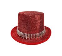 HYBEW Rhinestones Tall Hat For Masquerades Party Gentleman Hats Jazzy Eye Catching Adult Concert Costume Headpieces Ventilated President