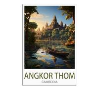 HYBFQXELL Angkor Thom Cambodia Vintage Travel Posters Landscape 20x30inch(50x75cm) Canvas Art Posters And Wall Art Pictures Prints Modern Family Bedroom Decor Posters