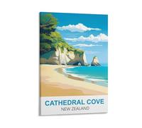 HYBFQXELL Cathedral Cove New Zealand Vintage Travel Poster 08x12inch(20x30cm) Canvas Picture Prints Wall Art