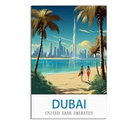 HYBFQXELL Dubai United Arab Emirates Vintage Travel Poster 12x18inch(30x45cm) Canvas Art Posters And Wall Art Pictures Prints Modern Family Bedroom Decor Posters