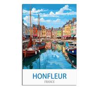 HYBFQXELL Honfleur France Vintage Travel Posters 08x12inch(20x30cm) Canvas Art Posters And Wall Art Pictures Prints Modern Family Bedroom Decor Posters