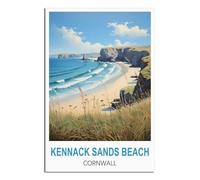 HYBFQXELL Kennack Sands Beach Cornwall Vintage Travel Poster 12x18inch(30x45cm) Canvas Art Posters And Wall Art Pictures Prints Modern Family Bedroom Decor Posters
