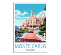 HYBFQXELL Monte Carlo Monaco Vintage Travel Poster 08x12inch(20x30cm) Canvas Art Posters And Wall Art Pictures Prints Modern Family Bedroom Decor Posters