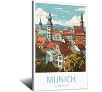 HYBFQXELL Munich Germany Vintage Travel Poster 08x12inch(20x30cm) Canvas Art Posters And Wall Art Pictures Prints Modern Family Bedroom Decor Posters