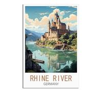 HYBFQXELL Rhine River Germany Vintage Travel Poster Landscape 08x12inch(20x30cm) Canvas Art Posters And Wall Art Pictures Prints Modern Family Bedroom Decor Posters