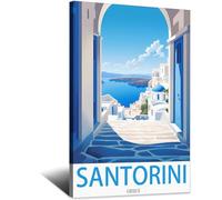 HYBFQXELL Santorini Greece Vintage Travel Poster Island 12x18inch(30x45cm) Canvas Art Posters And Wall Art Pictures Prints Modern Family Bedroom Decor Posters