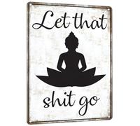 HYBLOM Humorous Hippie Metal Bathroom Sign - let That Go - Vintage Goth Restroom Wall Art Tin Poster, Funny Bathroom Decor Accessories for Toilet, Gift 8x12 Inch
