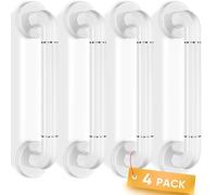 Hybodies Enhanced Bathroom Grab Bars (4-Pack, 17") | Non-Slip White Stainless Steel Shower Hand Rails | Heavy-Duty 660lb Support for Seniors & Mobility Aid | Easy Clean & Rust-Proof