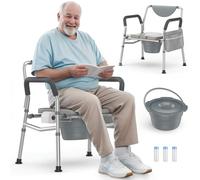 Hybodies Heavy Duty Bariatric Commode, 4-in-1 Portable Bedside Commode or Over-Toilet Chair, Extra-Wide | Adjustable Height | Easy to Clean, Handicap Commode Chair for Eldery, Disabled People