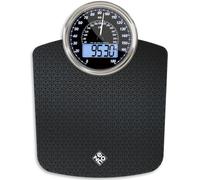 Hybrid 2-in-1 Analog Digital Weighing Scale, Up to 180kg, Tempered Glass | Extra Large Display with GX Sensors Shows Results Using Pounds and Kilograms, Black Nova, Wide Platform Fits Larger Feet