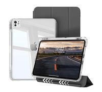 Hybrid Case for iPad Pro 11 inch Case M5/M4 (2025/2024) with Pencil Holder, Detachable Sliding Cover with Clear Hard Back Shell Auto Wake/Sleep Support Pencil Pro Wireless Charging, Black