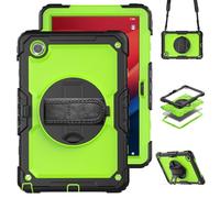 Hybrid Case for Lenovo Tab M10 Plus 3rd Gen 10.6 Tablet with Built-in Screen Protector 360 Rotating Hand Strap/Shoulder Strap/Kickstand Heavy Duty Shockproof Rugged Cover for Kids Green