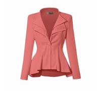 HyBrid & Company Women Double Notch Lapel Sharp Shoulder Pad Office Blazer