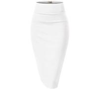 Hybrid & Company Women Premium Nylon Ponte Stretch Office Pencil Skirt High Waist Made in The USA Below Knee, 1073t-white, XS