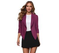 Hybrid & Company Womens Casual Work Office Open Front Blazer JK1133 Magenta M