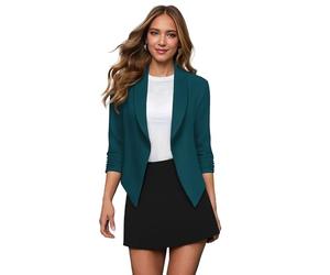 Hybrid & Company Womens Casual Work Office Open Front Blazer JK1133 Teal M