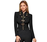 Hybrid & Company Women's Cropped Ponte Blazer, Black, XL