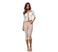 Hybrid & Company Women's Hyper Stretch Denim Capri Jeans Q44876 Stone Small