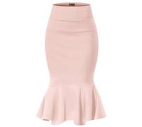 Hybrid & Company Womens Premium Nylon Ponte Stretch Office Fishtail Pencil Skirt High Waist Made in The USA Below Knee, Peach-ksk45010-1073t, S