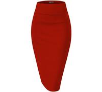 Hybrid & Company Womens Premium Stretch Office Pencil Skirt KSK45002 RED Medium
