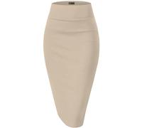 Hybrid & Company Womens Premium Stretch Office Pencil Skirt KSK45002 Stone Medium