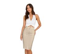 Hybrid & Company Women's Super Comfy Ultra Stretch Skirt Knee Length with Pockets, Sk44876-stone, 8