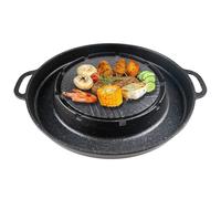 Hybrid Griddle Hot Pot - Split Roasting Plate, Lightweight Picnic Cookware Tray, Metal Stove Roaster, Family Reunion Food Prep, Pressure Cooker with Heat Conductive Compartment | Backyard