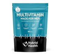 Hybrid Health Multivitamin for Men - 6 Months Supply, 180 Vegan Tablets, 20+ Essential Active Vitamins and Minerals Including Vitamin C, Vitamin D, Vitamin K and Full Vitamin B-Complex, 180 Servings