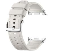 Hybrid Leather Silicone Watch Band Compatible for Samsung Galaxy Watch 8 Series, No Gap Soft Replacement Wristband Accessories Sport Strap for Galaxy Watch 8 40mm 44mm/8 Classic 46mm for Men Women