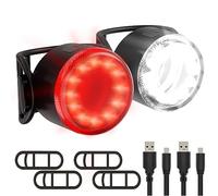 Hybrid LED Bike Lights Set - USB Rechargeable Front & Back Lights - Waterproof, 6 Modes, Easy Mount for Road & Mountain Bikes