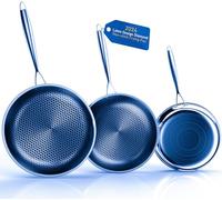 Hybrid Nonstick Frying Pans Set, 8"+10"+12" Frying Pan Skillet 3-Pieces Set, Stay-Cool Handle, PFAS-Free, Dishwasher and Oven-Safe, Suitable for All Types of Cookers, Including Induction (OP4)