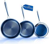 Hybrid Nonstick Frying Pans Set, 8"+10"+12" Frying Pan Skillet 3-Pieces Set, Stay-Cool Handle, PFAS-Free, Dishwasher and Oven-Safe, Suitable for All Types of Cookers, Including Induction (OP4)