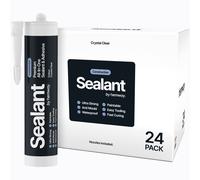 Hemway - Construction All-In-One Hybrid Polymer Sealant & Adhesive - Crystal Clear | Transparent, Anti-Mould, Waterproof & Paintable | 300 ml (24 Pack)