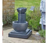 Hybrid Powered Fengshui Falls Fountain - Solar & Battery Operated Hand Painted Cascading Bowl Water Feature - H50 X W36 X D36Cm