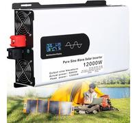 Hybrid Solar Inverter 5000W-12000W, 12-96V DC to 110V/220V AC Split Phase, Pure Sine Wave with Display for Autos and Trucks