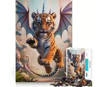 Hybrid Tiger Cub Dragon With Wings 1000 Piece Jigsaws for Teenagers Puzzle Reason Skill Fine Thick Happy Challenge Table Accent (38x26cm)