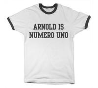 Hybris Arnold is Numero Uno Ringer Tee T-Shirt White-Black