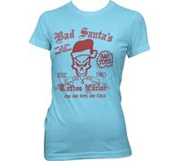 Hybris Bad Santa's Gift Shop Girly Tee Damen T-Shirt Skyblue