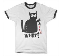Hybris Cat Say What Ringer Tee White-Black