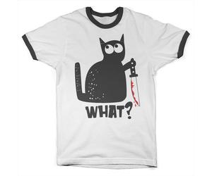Hybris Cat Say What Ringer Tee White-Black