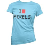 Hybris I Love Pixels Girly Tee Damen T-Shirt Skyblue